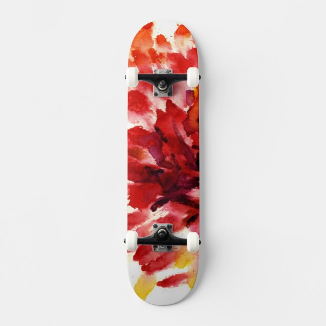 Skateboard Pinturas florales abstractas 5 de la acuarela (Anverso)