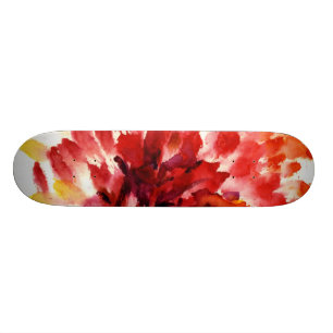 Skateboard Pinturas florales abstractas 5 de la acuarela
