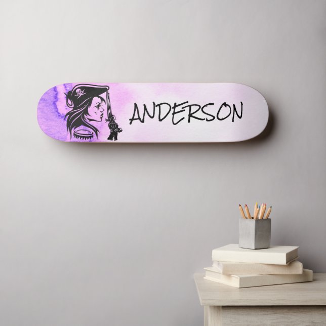 Skateboard Pirata personalizada Lady Purple (Arte de pared (horz))
