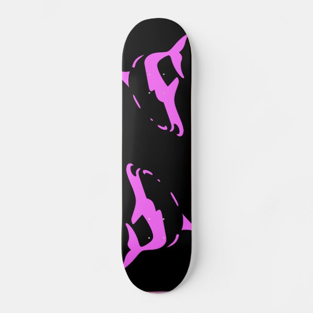 Skateboard Piscina DOLPHINS de patinaje rosa y negro (Anverso)