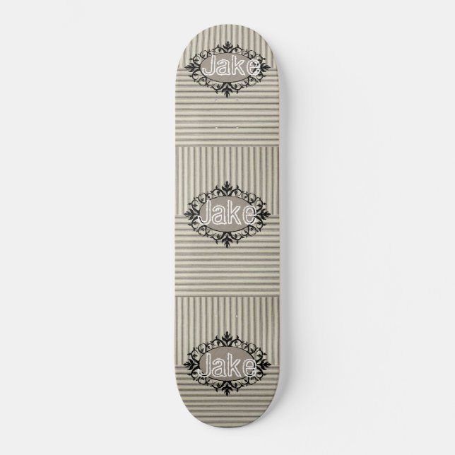 Skateboard Pista de patinaje Beige Black Stripe (Anverso)
