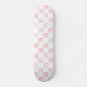 Skateboard Pizarra de cuadros modernos de color rosa blanco