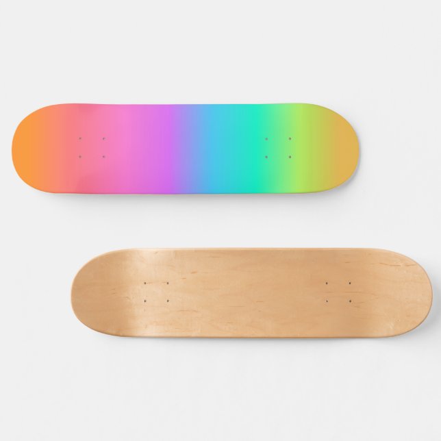 Skateboard Pizarra de degradado de naranja arcoiris pastel (Horz)