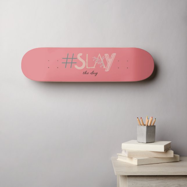 Skateboard Pizarra decorativa rosa y beige para el día (Arte de pared (horz))
