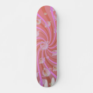 Skateboard Pizarra rosa de remolinos rojos y burbujas