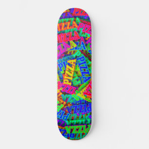 Skateboard Pizza Arcoíris Neon