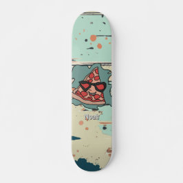 Skateboard Pizza minimalista con gafas de sol clásica