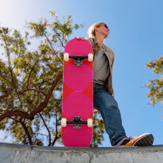 Skateboard Placa de diseño de círculo de Naranja rosa brillan