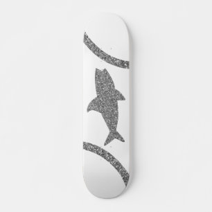 Skateboard Placa de patinaje blanco Purpurina de color plata