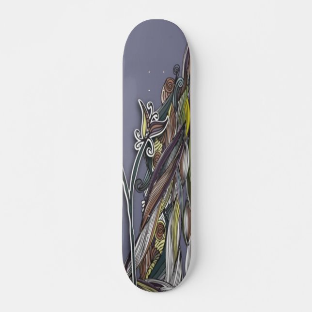 Skateboard Placa de patinaje con flores y olas (Anverso )
