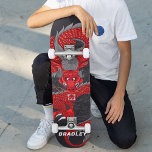 Skateboard Placa de patinaje con nombre personalizado del Dra<br><div class="desc">El patinador Red Dragon Personalized Name Skateboard incluye tu nombre personalizado en la tipografía moderna con un dragón sobre fondo negro. Personalice editando el texto en el cuadro de texto proporcionado. Dé un regalo hecho por el personalizado, patineta personalizada a tu patinador favorito para Navidades, cumpleaños o tu BFF. Diseñado...</div>