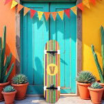 Skateboard Placa de patinaje de color acuático de sangre bril<br><div class="desc">Originalmente inspirado en los colores vivos de la decoración mexicana. Un patrón de hemorragia de franjas acuáticas brillantes.</div>