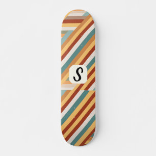 Skateboard Placa de patinaje geométrico monograma retro 70 de