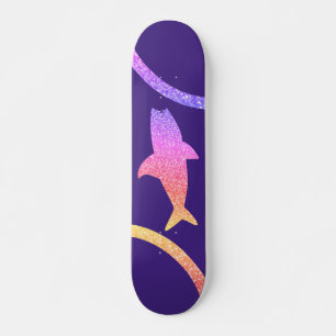 Skateboard Placa de patinaje morado Purpurina arcoiris de tib