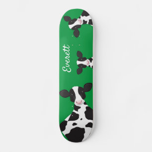 Skateboard Placa de patinaje para animales verdes de vaca