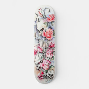 Skateboard Placa de patinaje para mariposas Flower Skull Bird