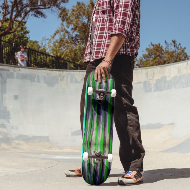 Skateboard Placa de patinaje para rayas fundidas Lime Green (Exterior 2)