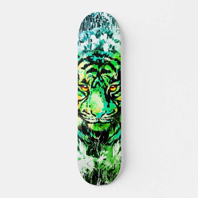 Skateboard Placa de patinaje para tigres verdes - Dibujo para (Anverso )
