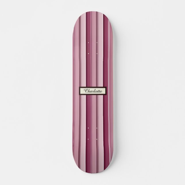 Skateboard Placa de patinaje sobre rayas de malva rosadas per (Anverso )