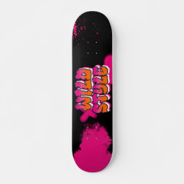 Skateboard Placa de pintura de graffiti rosa de estilo salvaj