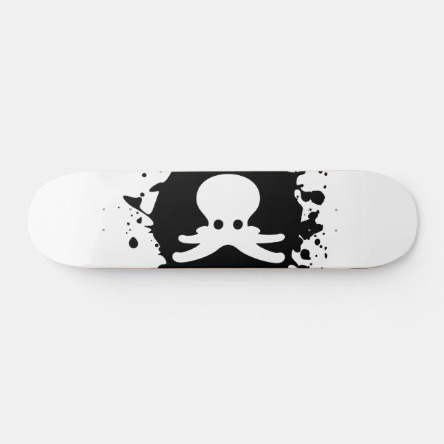 Skateboard Placa de tinta de pulpo en blanco y negro (Horz)
