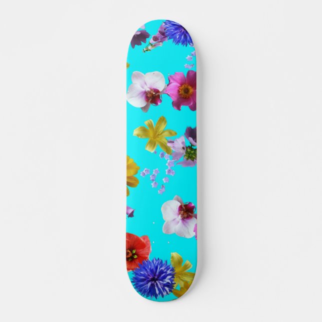 Skateboard Placa Floral Azul (Anverso )