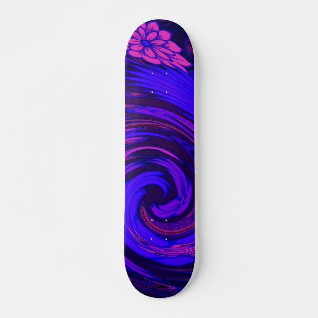 Skateboard Placa Florescente De Surge Floral Rosa (Anverso )
