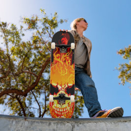 Skateboard Placa Skull Flaming