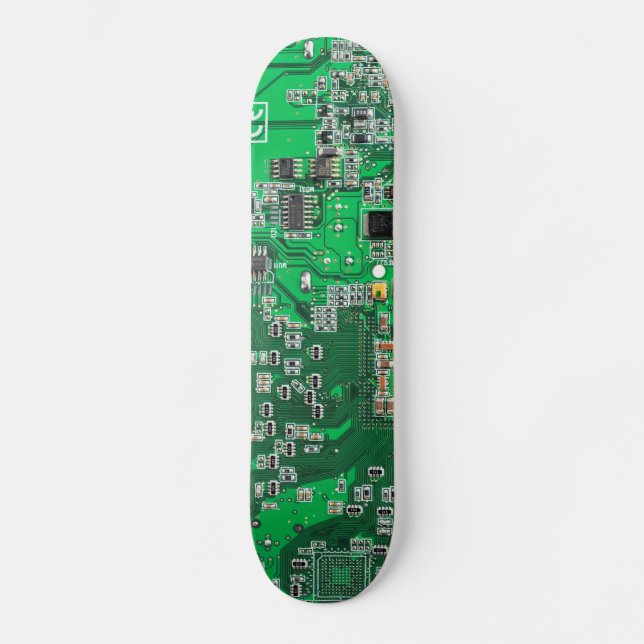 Skateboard Placa verde del circuito del geek de la computador (Anverso)