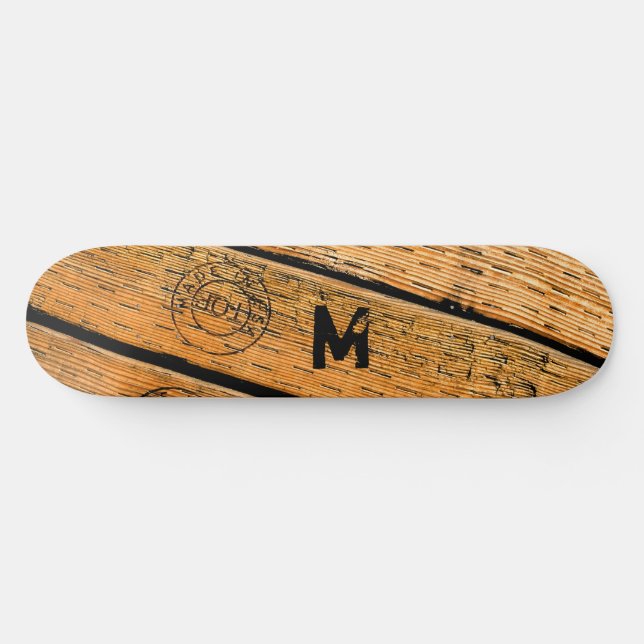 Skateboard Placas de madera monogramada estampadas con "Hecho (Horz)
