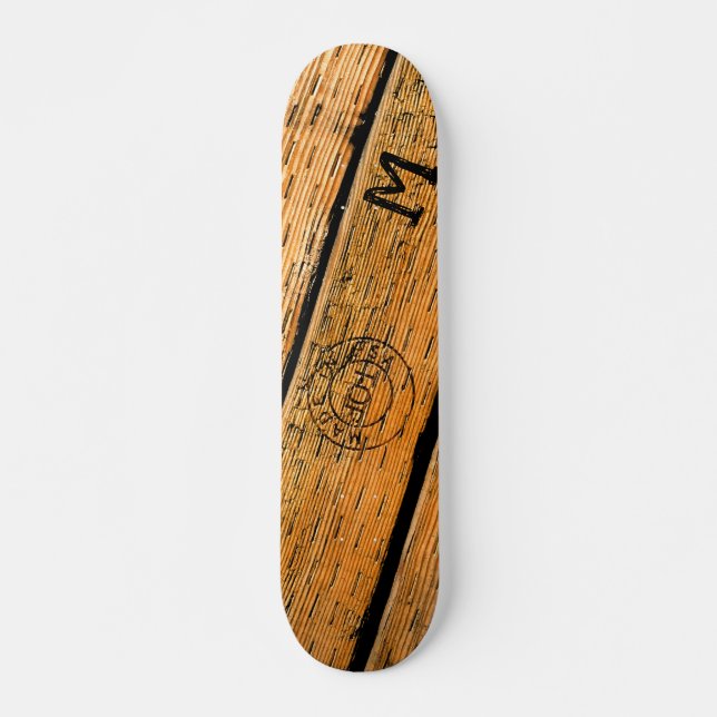 Skateboard Placas de madera monogramada estampadas con "Hecho (Anverso )