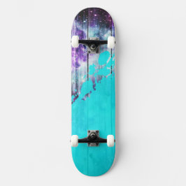 Skateboard Placas púrpura, azul y madera Verde azulada y band