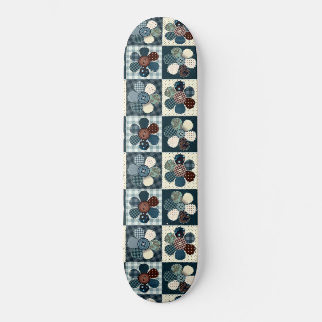Skateboard Plaid Floral Gingham Patch Style Editable (Anverso)