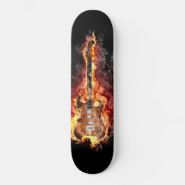 Skateboard planche à roulette guitare en feu