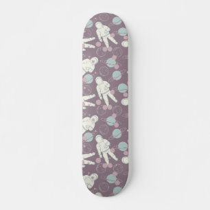 Skateboard Planeta Espacio Astronauta Patrón Azul Púrpura
