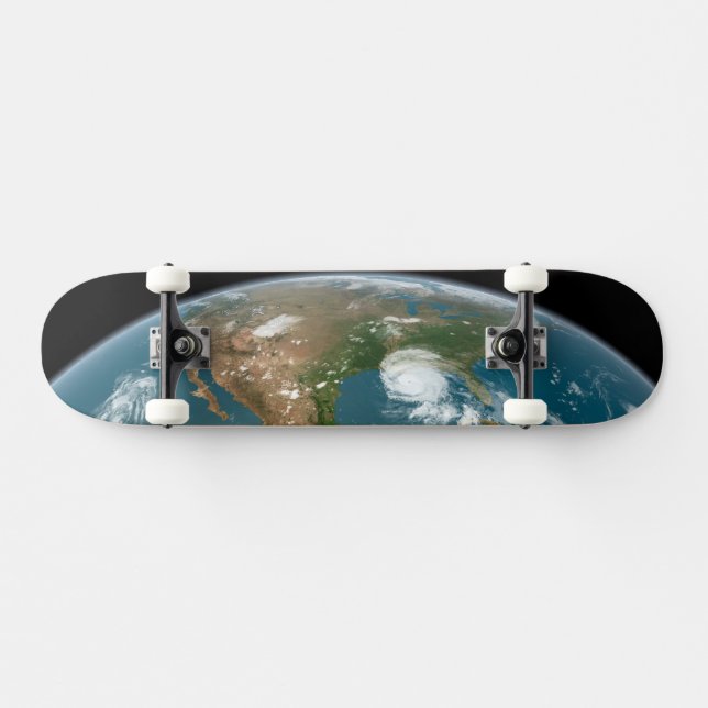 Skateboard Planeta Panorámico Tierra Y Estados Unidos. (Horz)