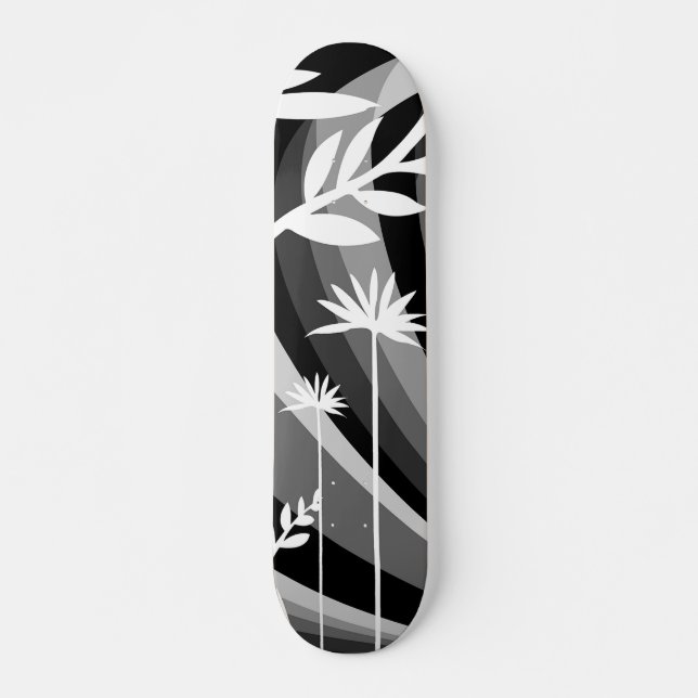 Skateboard Planta blanca monocromática (Anverso )