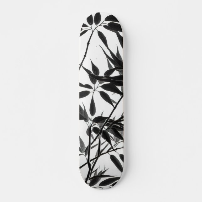 Skateboard Planta de bambú blanco y negro (Anverso )