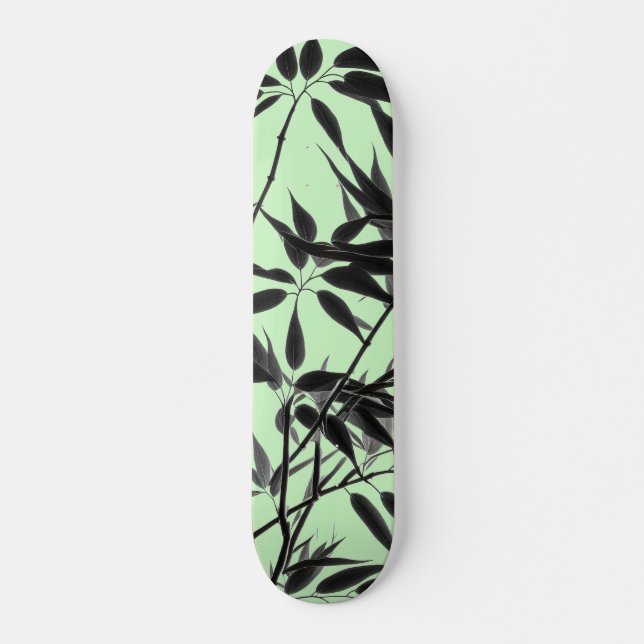 Skateboard Planta de bambú verde negro y blanco (Anverso )