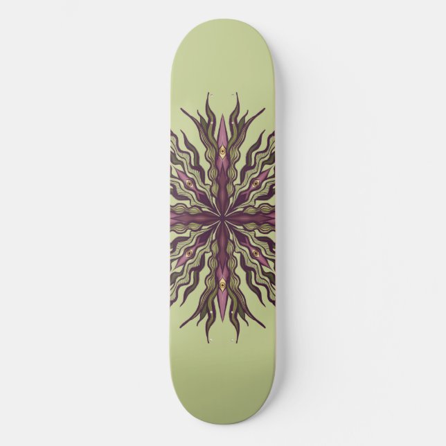 Skateboard Planta de Ojo Psicodélico - Mandala Botánico Surre (Anverso)