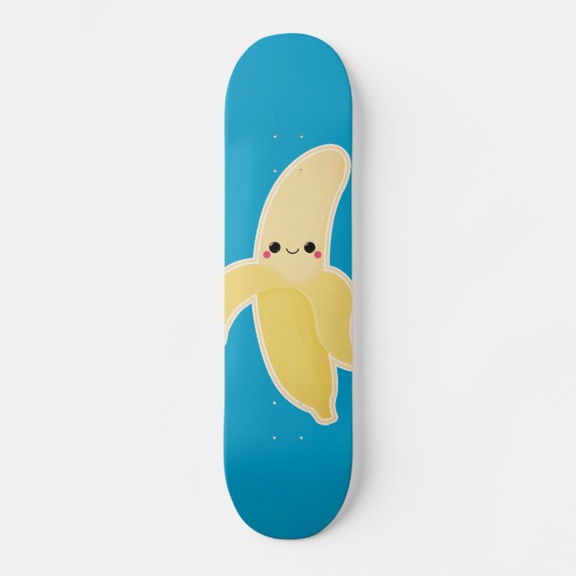 Skateboard Plátano de Kawaii en azul (Anverso)