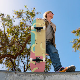 Skateboard Plátanos Retro Formas Coloridas