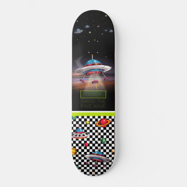 Skateboard Platillo volante de la diversión con los planetas (Anverso)