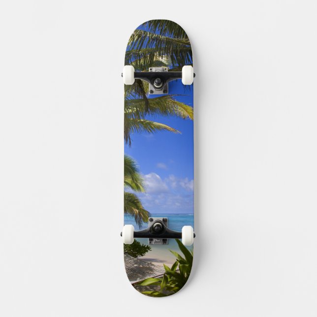 Skateboard Playa bordeada de palmeras Islas Cook 2 (Anverso)