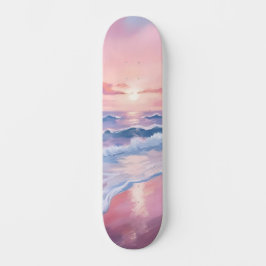 Skateboard Playa Cotton Candy | Pintura de olas de océano ros