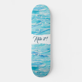 Skateboard Playa personalizada Name Beach Waves Watercolor