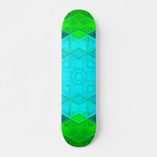 Skateboard Plaza Kaleidoscope Mosaico Verde y Azul
