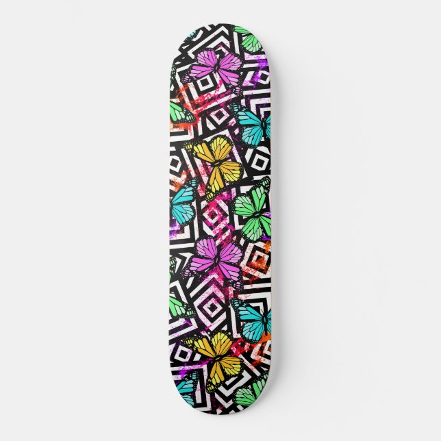 Skateboard Plazas de mariposa de arcoiris Super Kawaii (Anverso)