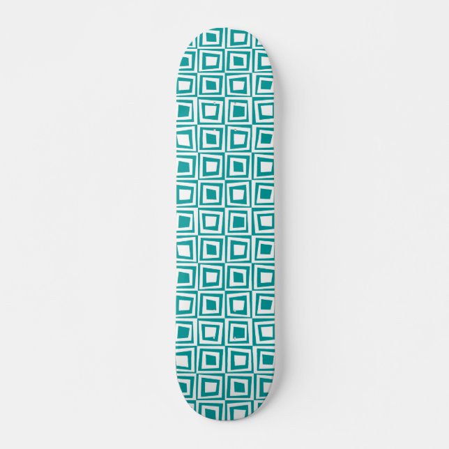 Skateboard Plazas retro - Blanco en Aqua (Anverso )