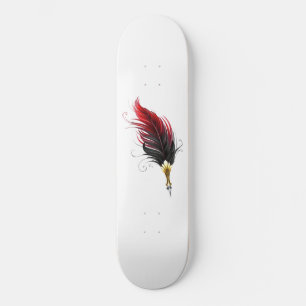 Skateboard Pluma de plumas rojas con nido de oro